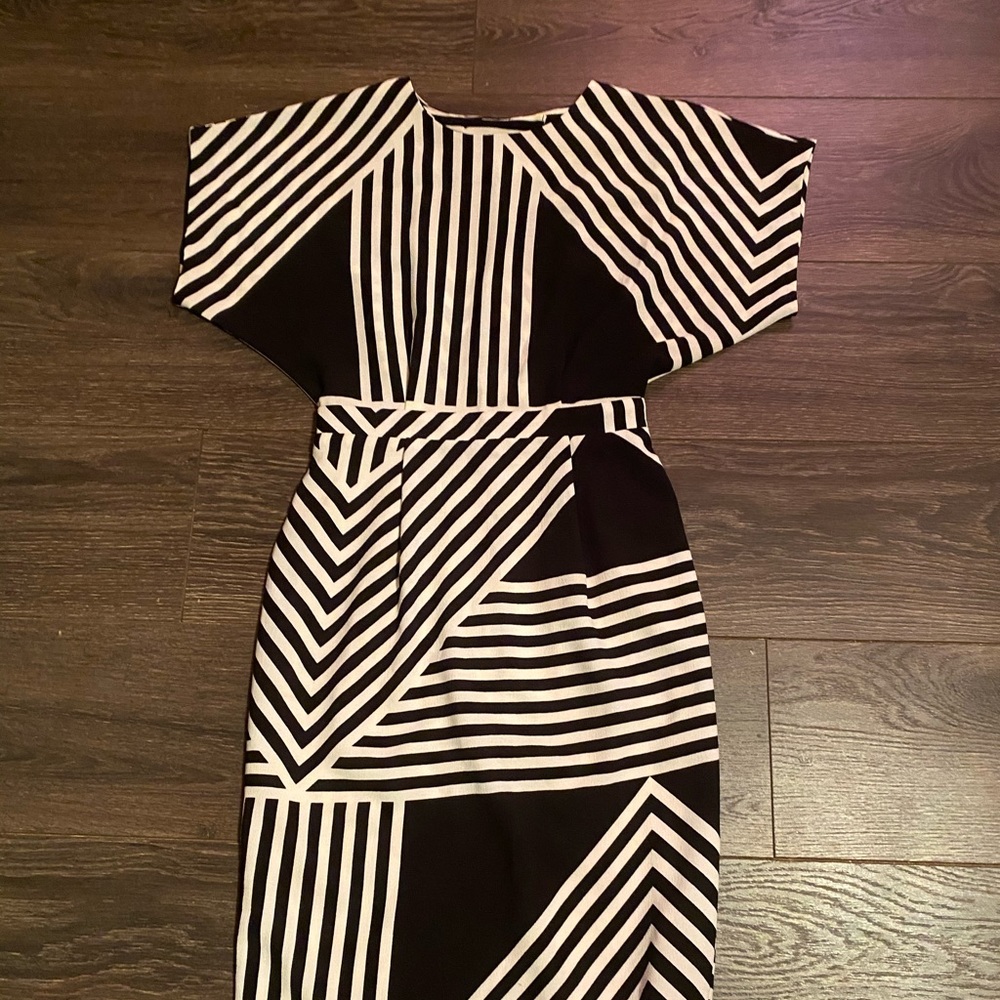 ASOS midi dress in black and white